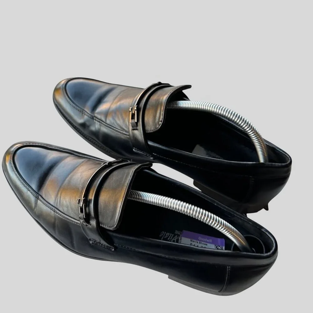 Marco Vitale Mens Black Synthetic Dress Loafer Shoes Size 11